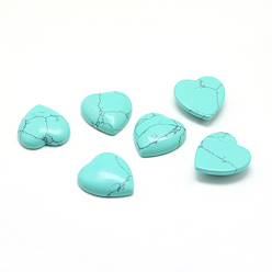 Синтетическая Бирюза Окрашенные синтетические бирюзовые драгоценные камбоны, сердце, 25x23x7.5 мм