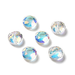 Clair AB Verre imitation perles de cristal autrichien, facette, plat rond, clair ab, 10x6mm, Trou: 1.5mm