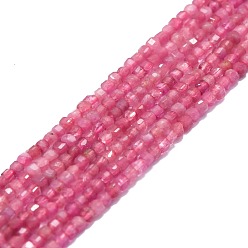 Tourmaline Natural Tourmaline Beads Strands, Faceted, Cube, 2x2x2mm, Hole: 0.6mm, about 182pcs/strand, 15.16''~15.55''(38.5~39.5cm)
