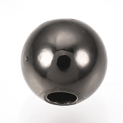 Черный Цвет Металла Латунные бусины, круглые, металлический черный , 8 мм, отверстие : 1.6~1.8 мм
