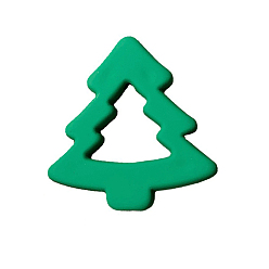 Зеленый Бусины из смолы, окрашенные спреем в новогоднюю тематику, рождественская елка, зелёные, 40.5x39.5 мм