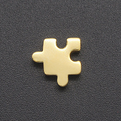 Oro 201 encantos de acero inoxidable, para hacer collares sencillos, Corte con laser, pieza de puzzle, dorado, 10x10x3 mm, agujero: 1.8 mm