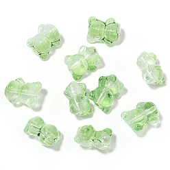 Lime Green Handmade Lampwork Beads, Bear, Lime Green, 14x12mm, Hole: 1.1mm, about 20pcs/bag