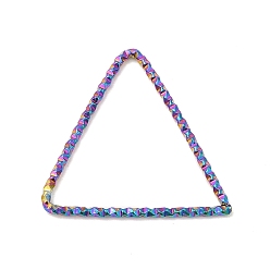 Rainbow Color 304 Stainless Steel Linking Rings, Textured, Triangle, Rainbow Color, 21x22x1mm, Inner Diameter: 19x18mm