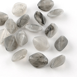 Gris Losanges perles acryliques imitation de pierres précieuses, grises , 16.5x13x8mm, trou: 2 mm, environ 700 pcs / 500 g