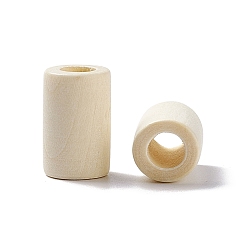 Blanched Almond Column Wood European Beads, Large Hole Beads, Lead Free, Bleach, Blanched Almond, 18x11.5mm, Hole: 6mm