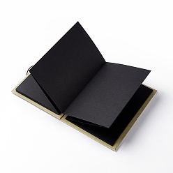 Black 8 Inch DIY Paper Scrapbook Photo Album, Hardcover Stretchable Folding Photos Collection with Black Inner Paper, with Corner Stickers, for Travel, Birthday, Wedding, Anniversary , Black, 21x15x2.1~2.5cm, 7 sheets/book