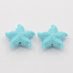 Light Sky Blue Synthetic Coral Beads, The Ocean Undersea World Series, Starfish/Sea Stars, Dyed, Light Sky Blue, 16x6mm, Hole: 1.5mm
