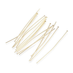 Real 18K Gold Plated 304 Stainless Steel Flat Head Pins, Real 18k Gold Plated, 50x0.7mm, 21 Gauge, Head: 1.5mm, 500pcs/bag