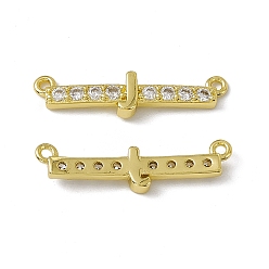 Letter J Rack Plating Brass Micro Pave Clear Cubic Zirconia Connector Charms, Real 18K Gold Plated, Long-Lasting Plated, Cadmium Free & Nickel Free & Lead Free, Letter Links, Letter.J, 6.5x24x3mm, Hole: 1.2mm