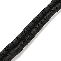 Black Natural Lava Rock Beads Strands, Column, Dyed, Black, 10x6mm, Hole: 1.4mm, about 40pcs/strand, 15.75 inch(40cm)