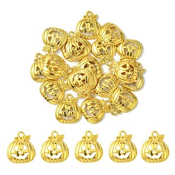 Oro 20 colgantes de aleación de jack-o'-lantern de calabaza de halloween, sin plomo y el cadmio, dorado, 18x16x3 mm, agujero: 1.8 mm