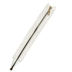 White Metal Zipper Accessories, with PU Leather Frame, for Crochet Purse Making, White, 35.5x4.7cm