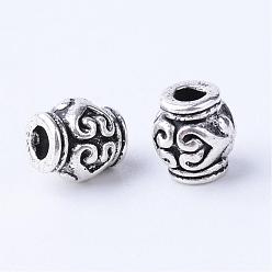 Argent Antique Perles en alliage de style tibétain, vase, sans cadmium et sans plomb, argent antique, 7x6mm, trou: 2 mm, environ 1610 pcs / 1000 g