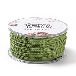 Yellow Green Round Waxed Polyester Cord, Twisted Cord, Yellow Green, 1mm, about 49.21 Yards(45m)/Roll