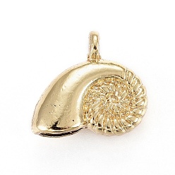 Real 18K Gold Plated Alloy Pendants, Ocean Theme, Lead Free & Nickel Free & Cadmium Free, Conch, Real 14K Gold Plated, 15x14x5mm, Hole: 1.8mm