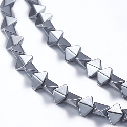 Non-magnetic Hematite Non-magnetic Synthetic Hematite Beads Strands, Sharp Corner Rhombus, 3x4.5x2mm, Hole: 0.5mm, about 135pcs/strand, 15.7 inch(40cm)