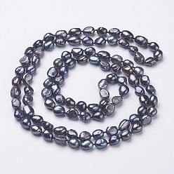 Black Natural Pearl Beaded Necklaces, Black,  46.4 inch~47.2 inch(1180mm~1200mm)