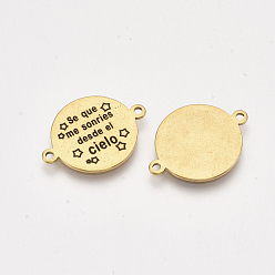 Золотой 304 соединители цитат из нержавеющей стали, с эмалью, плоские круглые со словом, золотые, 21.5x16x1 мм, отверстие : 1.4 мм