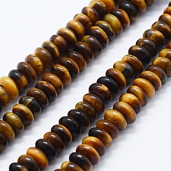 Tiger Eye Natural Tiger Eye Beads Strands, Rondelle, 6x3mm, Hole: 0.5mm, about 128pcs/strand, 15.94 inch(40.5cm)