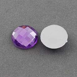 Blue Violet Acrylic Rhinestone Cabochons, Flat Back, Faceted, Half Round, Blue Violet, 12x4.5mm