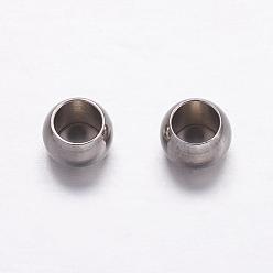 Stainless Steel Color 304 Stainless Steel Spacer Beads, Rondelle, Stainless Steel Color, Hole: 1.5mm, 4x3mm