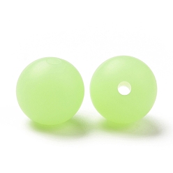 Vert Pâle Perles de silicone lumineuses, perles à mâcher pour les jouets de dentition, Diy soins infirmiers colliers faisant, ronde, vert pale, 12x11.5mm, Trou: 2mm