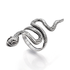 Antique Silver Alloy Finger Rings, Snake, Size 9, Antique Silver, 19mm