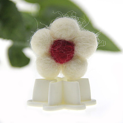 Blanco Cabujones de fieltro de lana, flor, blanco, 35 mm