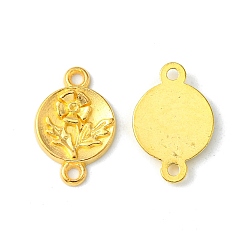 Golden Alloy Pendants, Lead Free and Cadmium Free, Flat Round with Flower, Golden, 17x11x2mm, Hole: 1.5mm