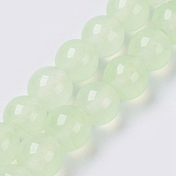 Бледно-Зеленый Бусины из натурального белого нефрита, окрашенные, круглые, бледно-зеленый, 6 мм, отверстие : 0.8 мм, около 63 шт / нитка, 14.5 дюйм (37 см)