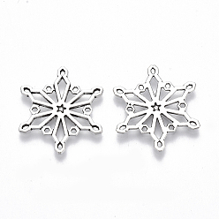 Antique Silver Tibetan Style Alloy Pendants, Lead Free & Cadmium Free, Snowflake, Antique Silver, 25x22x1.5mm, Hole: 0.7mm, about 350pcs/500g