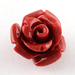 Brique Rouge Fleurs teints perles de corail synthetique, firebrick, 10x8mm, Trou: 1mm
