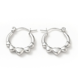 Stainless Steel Color 304 Stainless Steel Heart Wrap Hoop Earrings for Women, Stainless Steel Color, 20x18x3mm, Pin: 0.8mm
