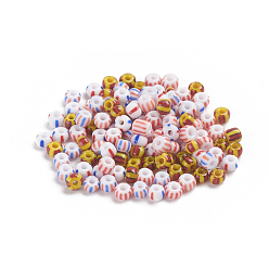 Couleur Mélangete Perles de porcelaine imprimées, rondelle, couleur mixte, 4x2.5~3mm, trou: 1.2 mm, à propos de 5000 pcs / poun