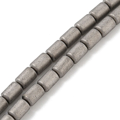 Antique Silver Plated Electroplated Synthetic Non-magnetic Hematite Beads Strands, Frosted, Column, Antique Silver Plated, 3.7~3.8x5.8~5.9mm, Hole: 0.8mm, about 65pcs/strand, 15.75''(40cm)