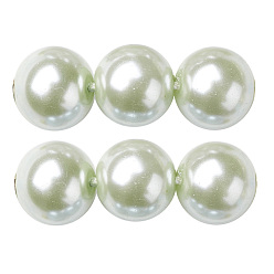 Honeydew Eco-Friendly Dyed Glass Pearl Round Beads Strands, Grade A, Cotton Cord Threaded, Honeydew, 10mm, Hole: 0.7~1.1mm, about 42pcs/strand, 15 inch