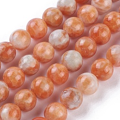 Calcite Perles de calcite orange naturelle, ronde, 10mm, Trou: 1mm, Environ 38~40 pcs/chapelet, 15.3 pouces ~ 15.75 pouces (39~40 cm)