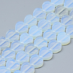 Opalite Opalite Bead Strands, Heart, 10x10x5mm, Hole: 1.5mm, about 40pcs/strand, 14.5 inch