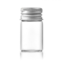 Clear Glass Bottles Bead Containers, Screw Top Bead Storage Tubes with Silver Color Plated Aluminum Cap, Column, Clear, 2.2x4cm, Capacity: 8ml(0.27fl. oz)