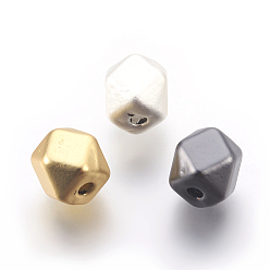 Mixed Color Eco-Friendly Brass Beads, Long-Lasting Plated, Lead Free & Cadmium Free & Nickel Free, Polygon, Matte Style, Mixed Color, 6.5x7.5x6mm, Hole: 1.4mm