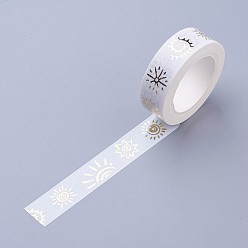 White DIY Scrapbook Decorative Paper Tapes, Adhesive Tapes, Sun, White, 15mm