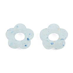 Light Blue Marbled Stone Style Opaque Acrylic Beads, Flower, Light Blue, 14x14.5x3.8mm, Hole: 1.5mm
