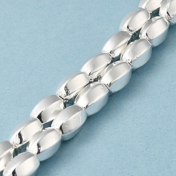 Plaqué Argent Brins de perles d'hématite magnétiques synthétiques galvanisées, torsion ovale  , Plaqué Argent, 9x6.5~7mm, Trou: 1.2mm, Environ 43 pcs/chapelet, 16.14'' (41 cm)
