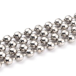 Silver Handmade Brass Ball Chains, Soldered, with Spool, Silver, 2.5mm, 32.8 Feet(10m)/roll