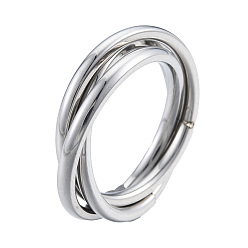 Stainless Steel Color 201 Stainless Steel Triple Criss Cross Finger Ring for Women, Stainless Steel Color, Inner Diameter: 17mm