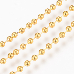 Oro Cadenas de bolas de hierro, cadena de perlas, soldada, con carrete, sin níquel, dorado, grano de aproximadamente 2.4 mm de diámetro, aproximadamente 328.08 pies (100 m) / rollo