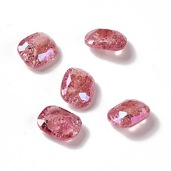 Rosa Cabujones de diamantes de imitación de cristal estilo claro de luna crepitante, señaló hacia atrás, octágono rectángulo, rosa, 10x8x4 mm