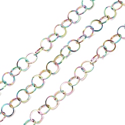 Rainbow Color Chapado de iones (ip) color del arco iris 304 cadenas rolo de acero inoxidable, soldada, con carrete, color del arco iris, 5x0.5 mm, 32.8 pies (10 m) / rollo
