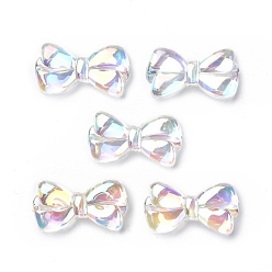 Clair AB Placage uv perles acryliques irisées arc-en-ciel, bowknot, clair ab, 29x16x7mm, Trou: 2.8mm